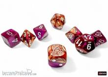 Chessex CHX30071 - Gemini® Polyhedral Copper-Purple/white 7-Die Set (with bonus die)