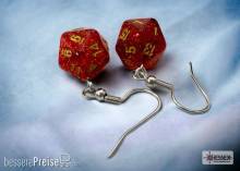 Chessex CHX54208 - Hook Earrings/Ohrringe Glitter Ruby Mini-Poly d20 Pair