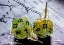Chessex CHX54503 - Stud Earrings/Ohrstecker Marble Green Mini-Poly d20 Pair