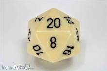 Chessex Würfel CHXXQ2000 - Opaque 34mm d20 Ivory/black Dice