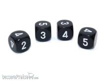 Chessex Würfel CHXXQ2108 - Opaque 16mm Averaging d6 (2-3-3-4-4-5) Black w/white Dice