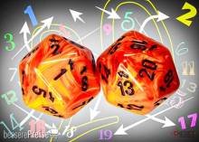 Chessex CHXXVUD03 - Vortex Orange/black Countup&down d20