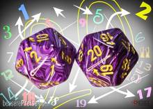 Chessex CHXXVUD07 - Vortex Purple/gold Countup&down d20