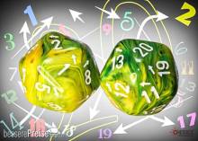 Chessex CHXXVUD15 - Vortex Dandelion/white Countup&down d20