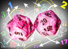 Chessex CHXXVUD20 - Vortex Pink/black Countup&down d20