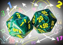 Chessex CHXXVUD25 - Vortex Malachite/yellow Countup&down d20