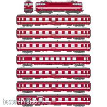 REE Modeles CM-016 - CAPITOLE TRAIN 1967-1969 - BB 9281 + 5 A9 + 1 A7D + 1 Vru (New Number) Cars with lights and magent couplers REE COLLECTION