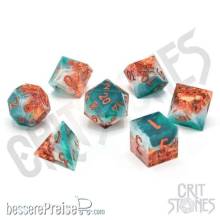 Glassstaff CSDCB7MYSTMAR - Mystic Marine Sharp Edge Resin RPG Dice Set