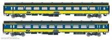 Exact-Train EX11063 - Reisezugwagen 2-er Set NS ICR (Originalversion)Reisezugwagen A und Reisezugwagen B ( Alte Farbe Gelb / Blau) Epoche IV