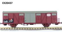 Exact-Train EX20437 - SBB Gbs Güterwagen EUROP mit grossem und kleinem SBB Emblem, geripptem Dach und Türen mit Sicken Epoche V