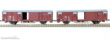 Exact-Train EX20464 - DR 2er-Set Güterwagen Glmms 14.05, 7 Sicken mit Beladung, Epoche Iva (Zu öffnenden Türen)