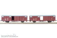 Exact-Train EX20466 - DR 2er-Set Güterwagen Gbs [1500], 7 Sicken mit Beladung, Epoche Ivb (Zu öffnenden Türen)