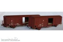 Exact-Train EX20494 - DB 2er-Set Gbs 258 ex[1500] Güterwagen, 7 Sicken, und DB Gbs 264 ex[1554] Güterwagen, 11 Sicken, Epoche VI (Zu öffnenden Türen)