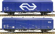 Exact-Train EX20825 - 2-er Set NS Hbis Nr. 25 RIV 84 NS 225 4 232-8, 3 Sicken, blau, gross NS Logo, Aufschrift HCR ´Bellinzone´ und NS Hbis Nr. 01 EUROP 84 NS 225 4 067-6
