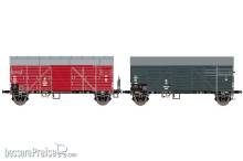 Exact-Train EX23711 - 2-er Set PKP Bremen Guterwagen Grau mit Adler und PKP Bremen Guterwagen Braun Polisch Dach mit Bremserbuhne