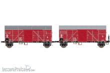Exact-Train EX23715 - 2-er Set PKP Bremen Guterwagen Braun mit Blechdach und PKP Bremen Guterwagen Braun Polisch Dach mit Bremserbuhne