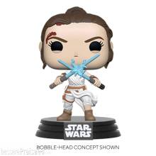 Star Wars Episode IX POP! Movies Vinyl Figur Rey w/2 Light Sabers 9 cm