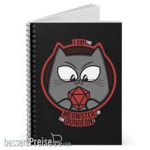 Glassstaff GSNB6MSTRDNGN - Meowster of the Dungeon Spiral Notebook