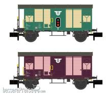 Hobbytrain H24207 - 2er Set gedeckte Güterwagen K2 RM, EP.V