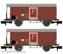 Hobbytrain H24257 - 2er Set gedeckte Güterwagen K3 SBB/Zirkus Knie, Ep.III