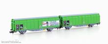 Hobbytrain H24664 - 2er Set Schiebewandwagen Hbbillns-x SBB, Ep.V, Decibello
