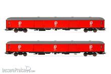 Electrotren HE4001 - RENFE, 2er-Set Gepäckwagen DD-8100,rot,Paqueexpres,Ep.V