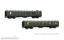 Electrotren HE4037 - ENFE, 2-tlg. Set Reisezugwagen 5000, 1 x BBD4 Gepäckwagen + 1 x AAR Barwagen, mit Faltenbälgen, olivgrüne Farbgebung, Ep. IV