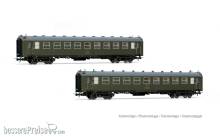 Electrotren HE4038 - RENFE, 2-tlg. Set Reisezugwagen 5000 der Gattung BB4 2. Klasse, mit Faltenbälgen, olivgrüne Farbgebung, Ep. IV
