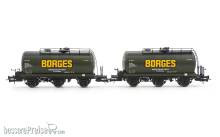 Electrotren HE6052 - RENFE, 2-tlg. Set 3-achs. Kesselwagen, „Borges, Ep. III