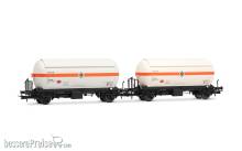Electrotren HE6072 - RENFE, 2-tlg. Set 2-achs. Gaskesselwagen, weiße-orange Farbgebung „Butano S.A.“, Ep. IV