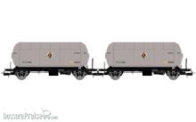Electrotren HE6073 - RENFE, 2-tlg. Set 2-achs. Gaskesselwagen PR, „Butano S.A.“, silber-schwarze Farbgebung, Ep. III