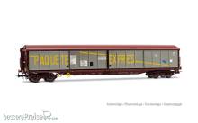 Electrotren HE6084 - RENFE, 4-achs. DDJP-Wagen „Paquete-Expres“, mit vertauschten Türen, silber-oxidrote Farbgebung, Ep. IV