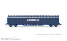 Electrotren HE6086 - SNCF/RENFE, 4-achs. Schiebeplanenwagen „Transfesa“, blaue Farbgebung, Ep. IV