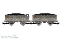 Electrotren HE6094 - RENFE, 2-tlg. Set 2-achs. offener Güterwagen, beladen mit Kohle, grau-schwarze Farbgebung