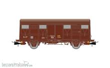 Electrotren HE6097 - RENFE, 2-achs. gedeckter Güterwagen der Bauart J2, oxidrote Farbgebung, mit Zugschlusslaternen