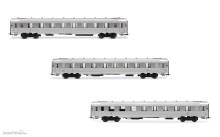 Jouef HJ4174 - SNCF, 3-tlg. Set DEV Inox Reisezugwagen (kurz), bestehend aus 1 x A8, 1 x A3B5 und 1 x BRT, Ep. III