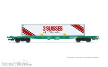 Jouef HJ6277 - SNCF, 4-achs. Containerwagen S70, mit Wechselbehälter „3 SUISSES“, Ep. IV