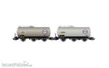 Jouef HJ6294 - SNCF, 2-tlg. Set 3-achs. Kesselwagen „ESSO“, silberne Farbgebung, Ep. III