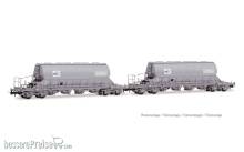Jouef HJ6306 - SNCF, 2-tlg. Set 4-achs. Schwenkdachwagen der Bauart Taoos, „DMI / Saint Gobain“, graue Farbgebung