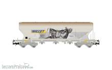 Jouef HJ6319 - SNCF, 4-achs. Getreidesilowagen mit geraden Seitenwänden, „MILLET”, graue Farbgebung mit Graffiti