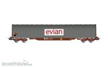 Jouef HJ6333 - SNCF, 4-achs. Schiebeplanenwagen der Bauart Rils, „EVIAN”, graue Farbgebung