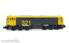 Arnold HN2632 - RENFE, Diesellokomotive 321-025, mit Schneepflug, gelb-graue Farbgebung mit gelben Nummern, Ep. V
