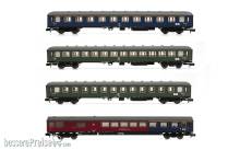 Arnold HN4359 - DB, 4-tlg. Set Reisezugwagen, in blauer, grüner und blau/roter Lackierung, Ep. IV