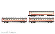 Arnold HN4454 - RENFE, 3-tlg. Set Reisezugwagen 5000 in „Regionales-Lackierung, bestehend aus 1 x „Manso-Wagen und 2 x Abteilwagen, Ep. V