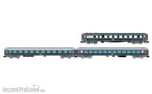 Arnold HN4469 - FS, 3-tlg. Set Fernschnellzug, enthält 1 x CIWL WR + 1 x UIC-X ´64 1. Kl. + 1 x UIC-X ´64 2. Kl., grau, Ep. IV
