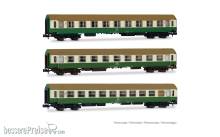 Arnold HN4482 - DR, 3-tlg. Set OSShD-Wagen Typ B, Nr. 2/2, bestehend aus 1 x A + 1 x AB + 1 x Bc, grün/beige Farbgebung, Ep. IV