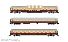Arnold HN4507 - AKE, 3-tlg. Set „Rheingold“, Set 1/2, bestehend aus 1 x Aussichtswagen ARDm + 1 x Clubwagen WGmh + 1 x Wagen Avmz, Ep. VI