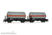 Arnold HN6525 - SNCF, 2-tlg. Set 2-achs. Gaskesselwagen, in grauer Lackierung, Ep. III