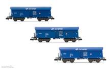 Arnold HN6565 - PKP Cargo, 3-tlg. Set Selbstentladewagen der Bauart Falls in blauer Farbgebung, Ep. VI