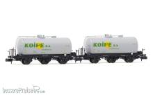 Arnold HN6611 - RENFE, 2-tlg. Set 3-achs. Kesselwagen in grauer Lackierung, „Koipe, Ep. IV
